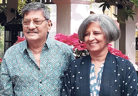 Amol Palekar with wife Sandhya Gokhale in Bhubaneswar