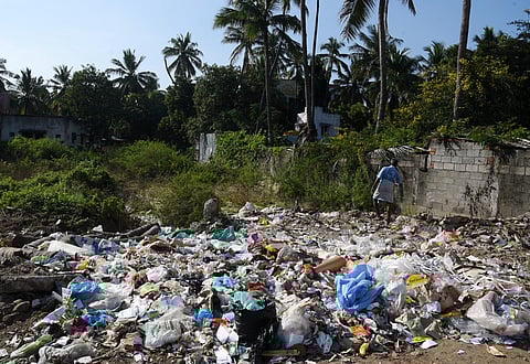 Garbage disposed at Maddipakkam locality in Chennai. (Photo | Martin Louis/EPS)