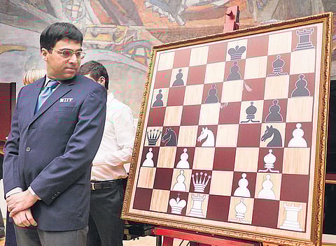 Vishwanathan Anand at the opening ceremony of the World Championship 2012 in Moscow. (Photo courtesy Eric Van Reem)