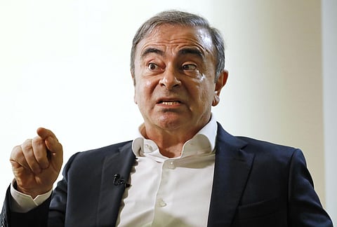 Former Nissan Chairman Carlos Ghosn speaks to Japanese media during an interview in Beirut, Lebanon. (Photo | AP)