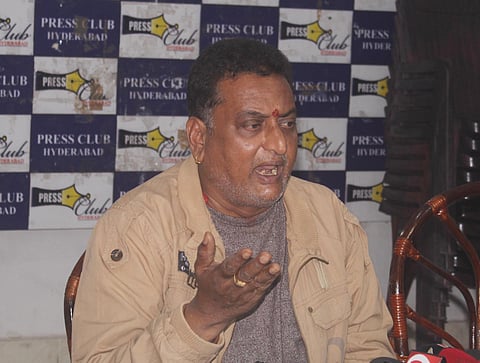 SVBC Tirumala TV channel chairman and Telugu actor Prudhviraj addressing the media at press club in Hyderabad| Sathya Keerthi