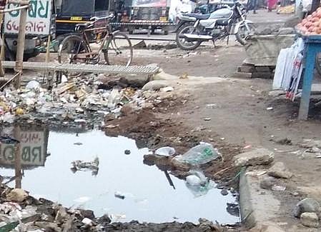Drain water overflowing at Badambadi in Cuttack| Express