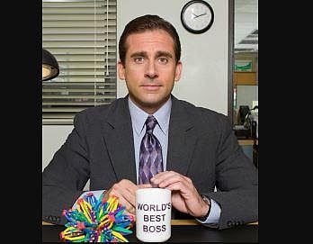 Steve carell as Michael Scott, Regional Manager of the Dunder Mifflin Scranton Branch in The Office.