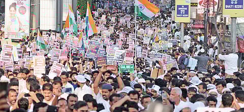 Protesters carry the tricolour and posters during the massive rally held in Kochi against the Citizenship (Amendment) Act on Wednesday | A SANESH