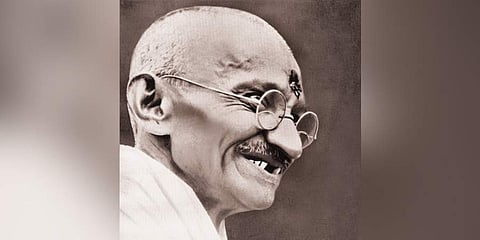 Mahatma Gandhi during Salt March at Dandi in 1930. (Photo | National Gandhi Museum)