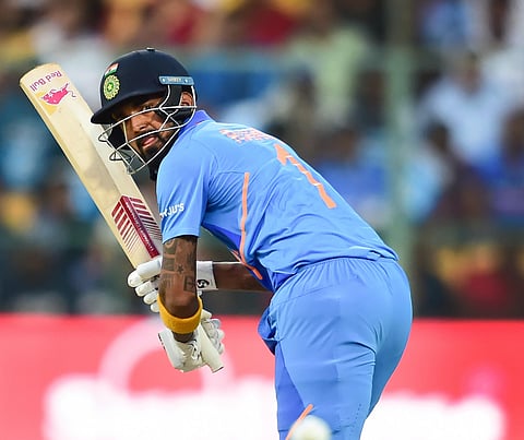 Indian batsman KL Rahul bats against Australia at Bengaluru. (Photo | PTI)