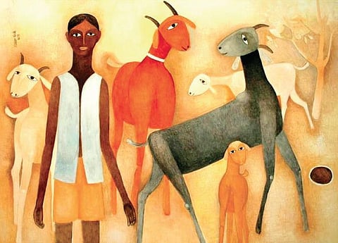 An artwork that was part of the Vernissage show at DLF Emporio