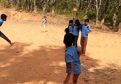 In the video, three boys sell the goalkeeper a dummy before a fourth kid scoops the ball over the wall and into the goal. (Photo | Instagram Screengrab)