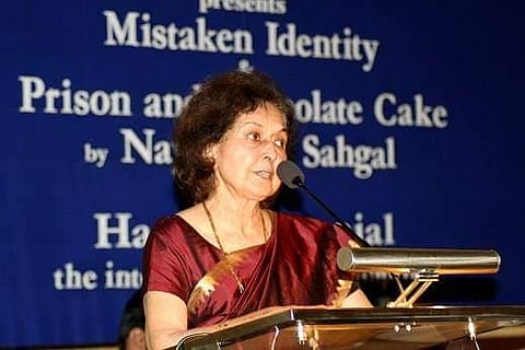 Nayantara Sahgal  had returned her Sahitya Academy Award in 2015 in protest against the 'increasing intolerance' in the country and to 'support right to dissent in the country'. (Photo | Facebook)