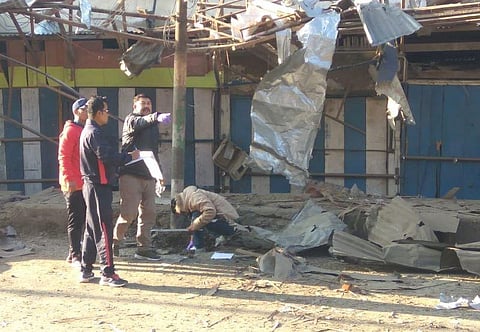 The blast site at Manipur capital Imphal (Photo | Express)
