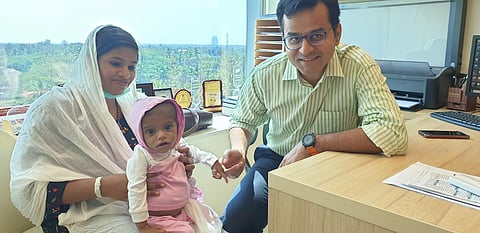 Baby Rabeeh with one of his doctors. (Photo | EPS)