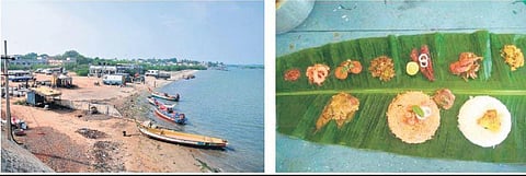 A file photo of the ecologically-sensitive Pulicat lagoon; (right) the thali that awaits guests at the food festival | special arrangement