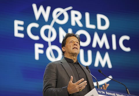 Pakistan's Prime Minister Imran Khan addresses the World Economic Forum in Davos, Switzerland, Wednesday, Jan. 22, 2020. (Photo | AP)