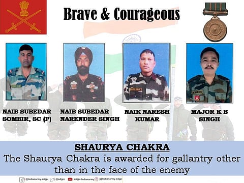 Army personnel who were awarded Shaurya Chakra. (Photo | Twitter)