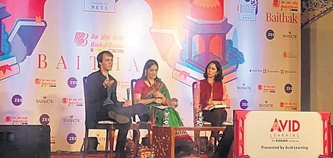 Sam Dalrymple, the co-founder of Project Dastaan, addressing the audience at ‘Partition Voices’, a session of the Jaipur Literature Festival, titled on January 25