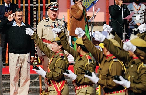 Chief Minister Arvind Kejriwal during the State Republic Day parade