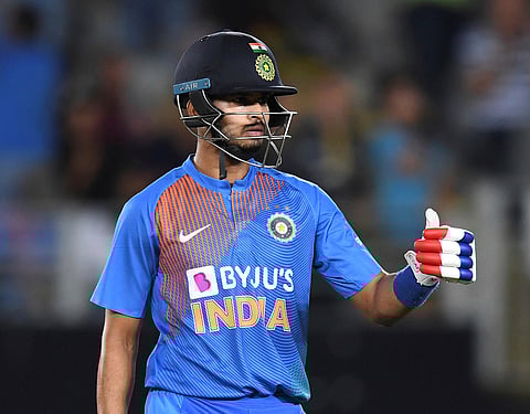 Shreyas Iyer during the second T20I between India and New Zealand. (Photo | AP)