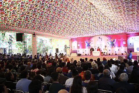 A panel at the Jaipur Literature Festival (Photo| Twitter/ @SachinPilot)