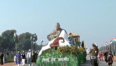 The tableau of Jammu and Kashmir being showcased at the Republic Day parade. (Photo | ANI)