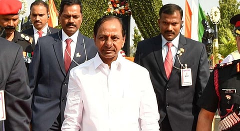 Chief Minister K Chandrasekhara Roa during Republic day at Martrys memorial of Sainiks at Secunderabad on Sunday. (Photo | EPS)