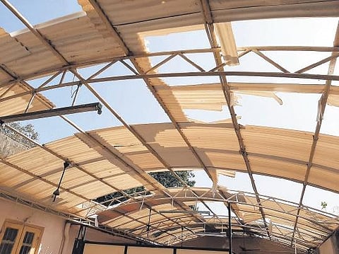 The dilapidated rooftop of the limb centre