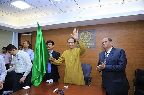 Maharashtra Chief Minister Uddhav Thackeray inaugurating the Aqua Line of Nagpur Metro on Tuesday. (Photo | Twitter)