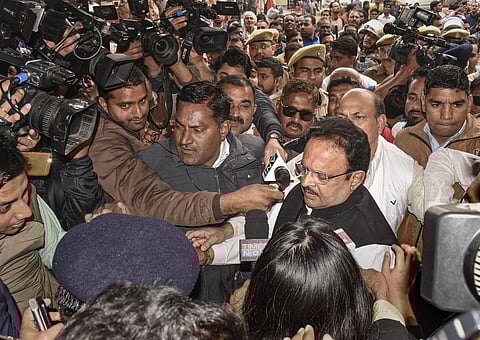 Rajasthan Health Minister Raghu Sharma visits the JK Lon hospital where at least 100 infants have died in the month of December as per reports in Kota district (Photo| PTI)