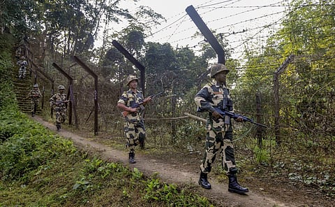 BSF personnel patrolling Indo-Bangla international border. (File| PTI)