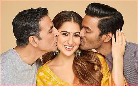 From (L-R) Akshay Kumar, Sara Ali Khan and Dhanush will be sharing screen space in 'Atrangi Re'. (Photo | Instagram/@saraalikhan95)