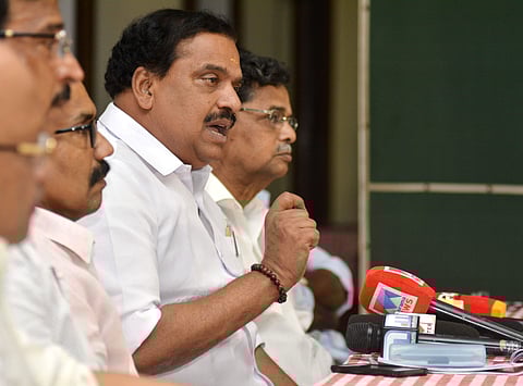 BJP national executive member  PK Krishnadas addressing a press conference in Kozhikode. (File photo| Manu R Mavelil, EPS)