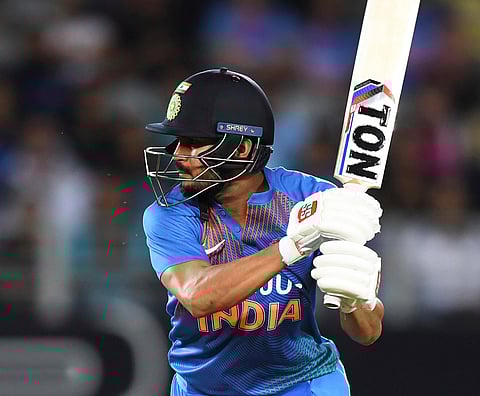 India's Manish Pandey bats in the T20 international against New Zealand. (Photo | AP)