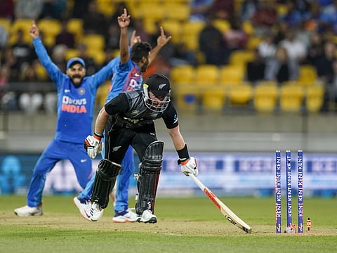 New Zealand's Tim Seifert was run out in the last over of the match by Indian wicketkeepr KL Rahul. (Photo | AP)