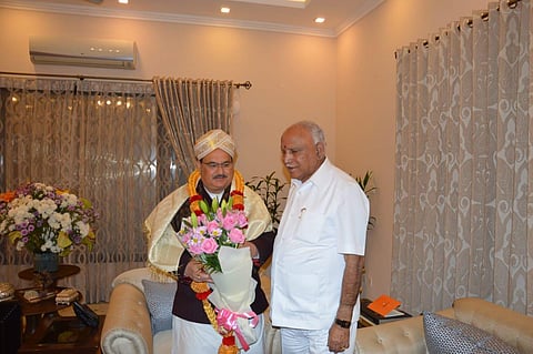 Chief Minister BS Yediyurappa meets BJP President JP Nadda in New Delhi on Thursday to discuss cabinet expansion. (Photo| EPS)