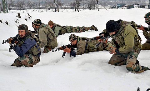Commandos of Army and Special Operation Group (SOG) of Jammu and Kashmir Police during an encounter. (File Photo | PTI)