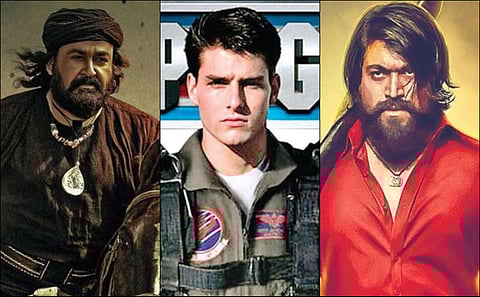 Mohanlal in 'Marakkar: Arabikadalinte Simham', Tom Cruise in 'Top Gun Maverick', 'Yash in KGF chapter 2'.