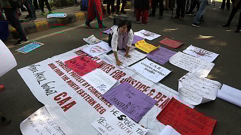 Women trans and queers during a protest march from Mandi House to Jantar Mantar against the amended Citizenship Act NRC and NPR in New Delhi on Friday Jan. 3 2020. (Photo | EPS/Shekhar Yadav)