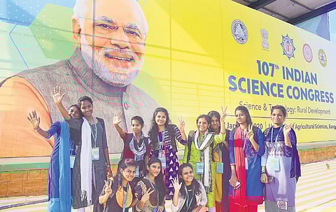 Students at the 107th Indian Science Congress in Bengaluru on Saturday  | Pandarinath B