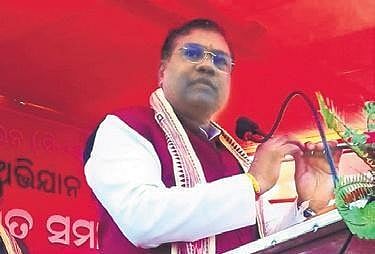 Union Minister Faggan Singh Kulaste addressing the meeting in Ramanagar village on Sunday| Express