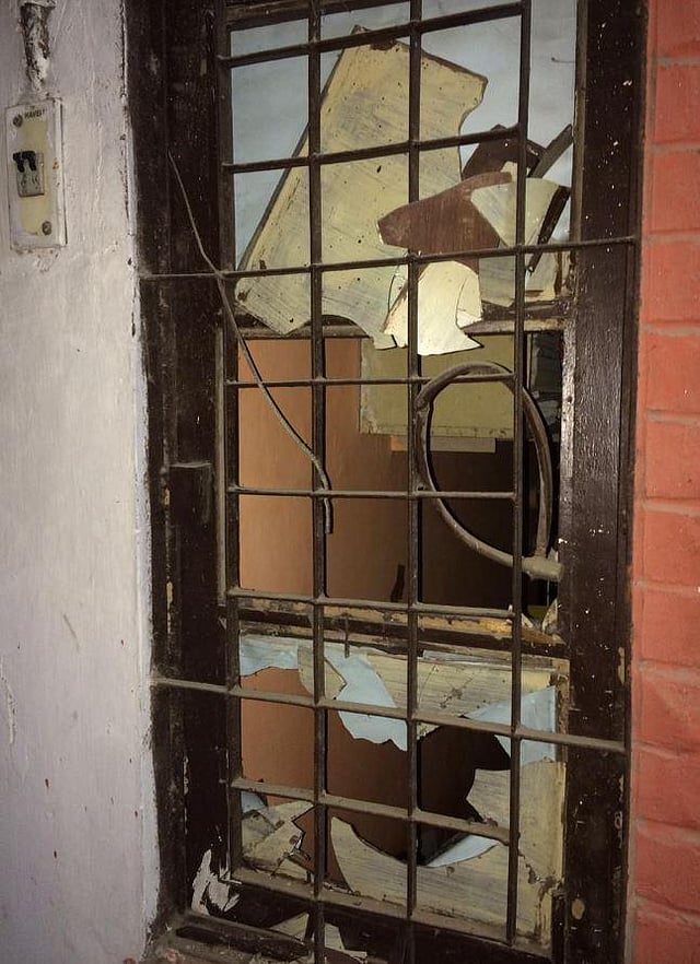 As seen here, one of the windows in Sabarmati Hostel, is shattered. (Photo | JNUSU)