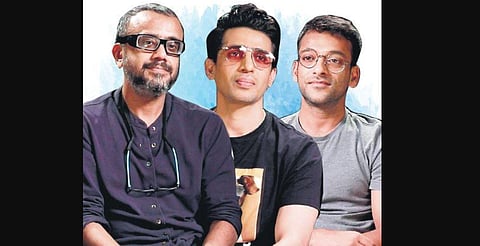 (From Left to Right) Dibakar Banerjee, Gulshan Devaiah and Sukant Goel