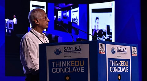 Madras Dyslexia Association president D Chandrasekhar addressing a session on 'That special touch: What it is like for a dyslexic child in a regular school' at the ThinkEdu conclave 2020. (Photo | P Jawahar, EPS)