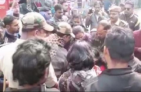 A photo of the clash between Trinamool Congress and SFI workers in Burdwan (Photo| ANI)