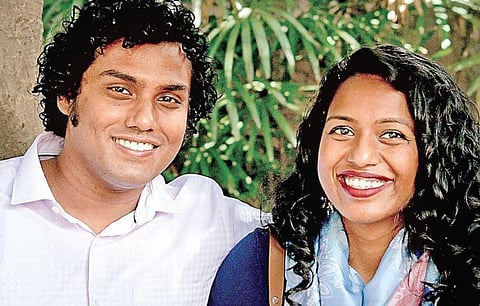 Mithun Chakkaravarthy G (L) Ahalya Kosal Ram (R)  Meghana Sastry