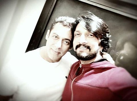 Salman Khan with 'Dabangg 3' co-star Kichcha Sudeep (Photo | Kichcha Sudeep, Instagram)