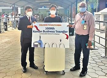 Dy Consul General of S. Korea in Chennai welcoming the passenger | Express