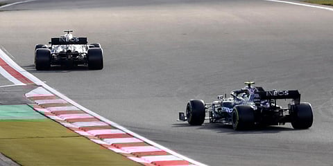 Mercedes driver Lewis Hamilton of Britain leads his teammate Valtteri Bottas of Finland during the qualifying session for the Eifel Formula One Grand Prix. (Photo| AP)