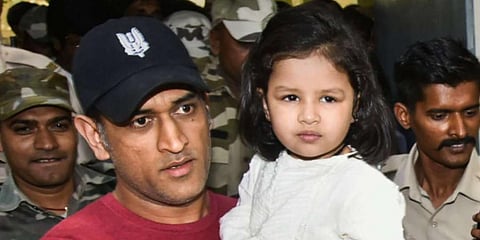 Former Indian captain MS Dhoni with his daughter Ziva. (Photo | PTI)