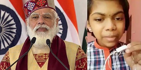 PM Narendra Modi and Kerala girl Devika (Photo | PTI and Twitter)