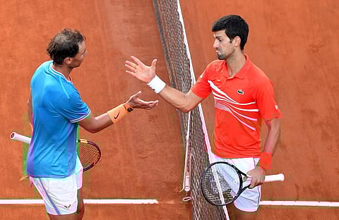 Rafael Nadal and Novak Djokovic will play against each other in the men's singles final tennis match of The Roland Garros 2020 French Open tennis tournament. (Photo | AFP)