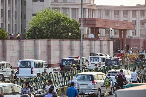 Family members of a Dalit woman who was allegedly raped in Hathras leave the High Court amid tight security after a hearing in Lucknow. (Photo | PTI)